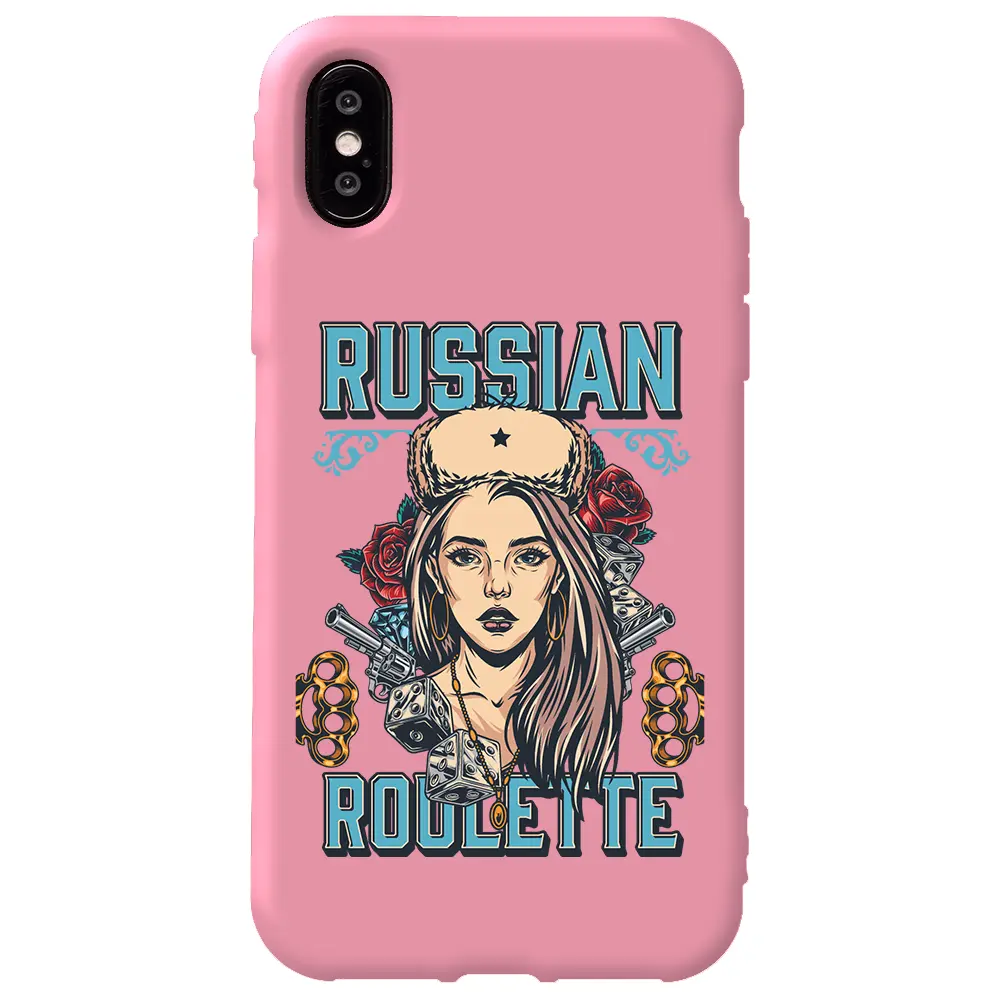 Apple iPhone X Pembe Renkli Silikon Telefon Kılıfı - Russian Girl