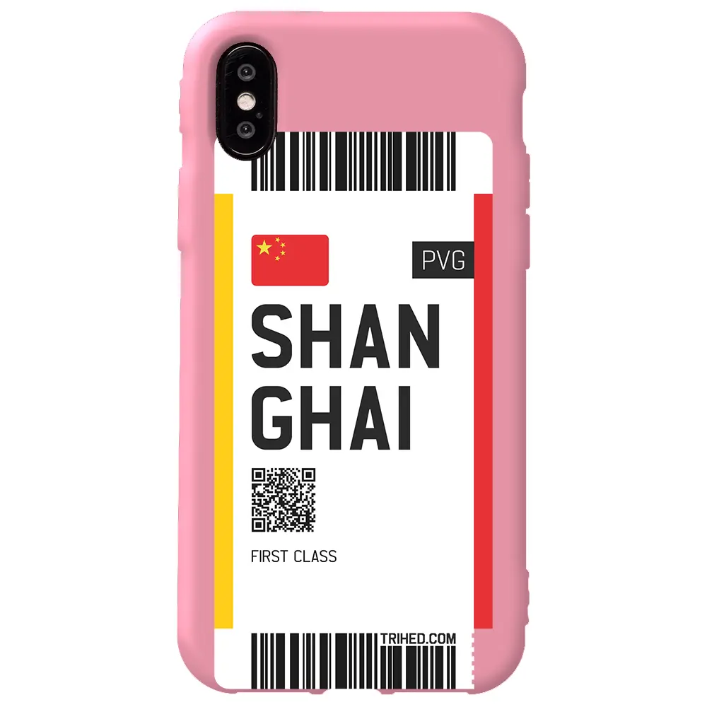 Apple iPhone X Pembe Renkli Silikon Telefon Kılıfı - Shanghai Bileti