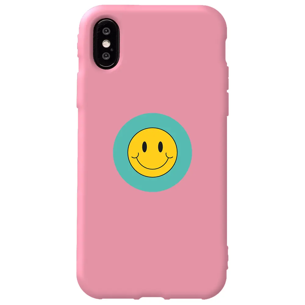 Apple iPhone X Pembe Renkli Silikon Telefon Kılıfı - Smile 2