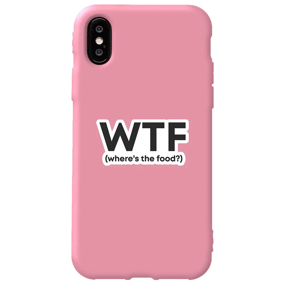 Apple iPhone X Pembe Renkli Silikon Telefon Kılıfı - WTF