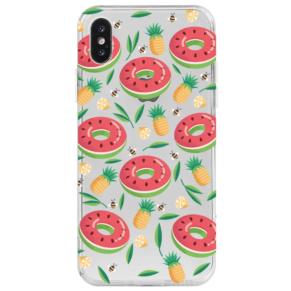 Apple iPhone X Şeffaf Telefon Kılıfı - Ananas Donut
