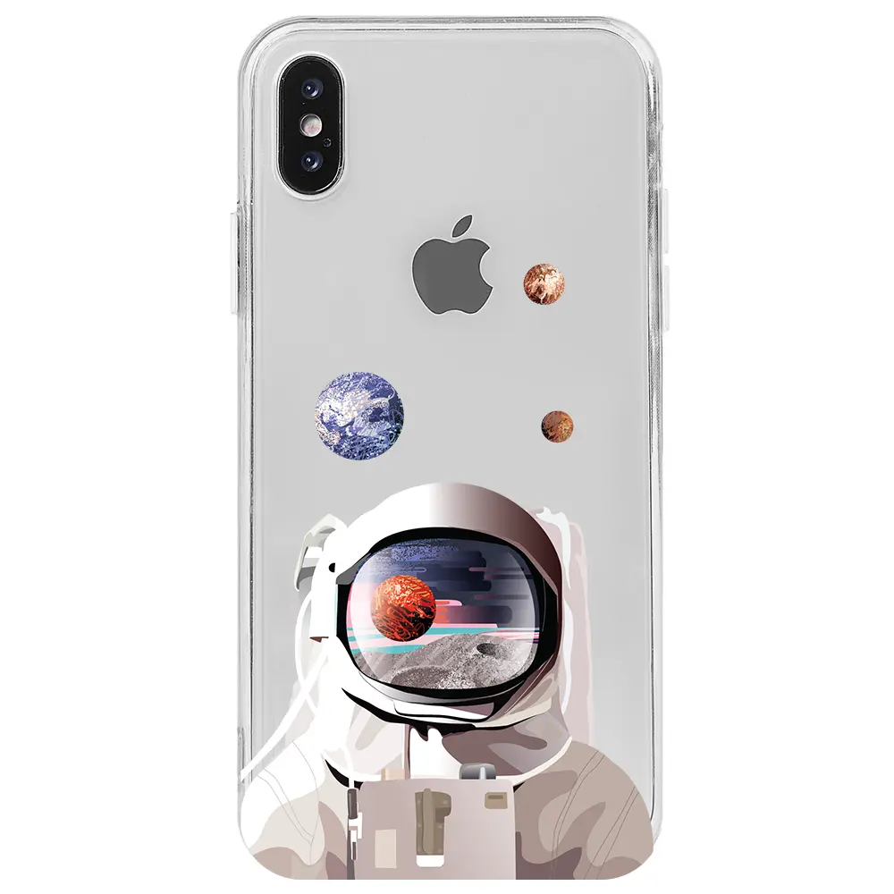Apple iPhone X Şeffaf Telefon Kılıfı - Astronotun Gözünden