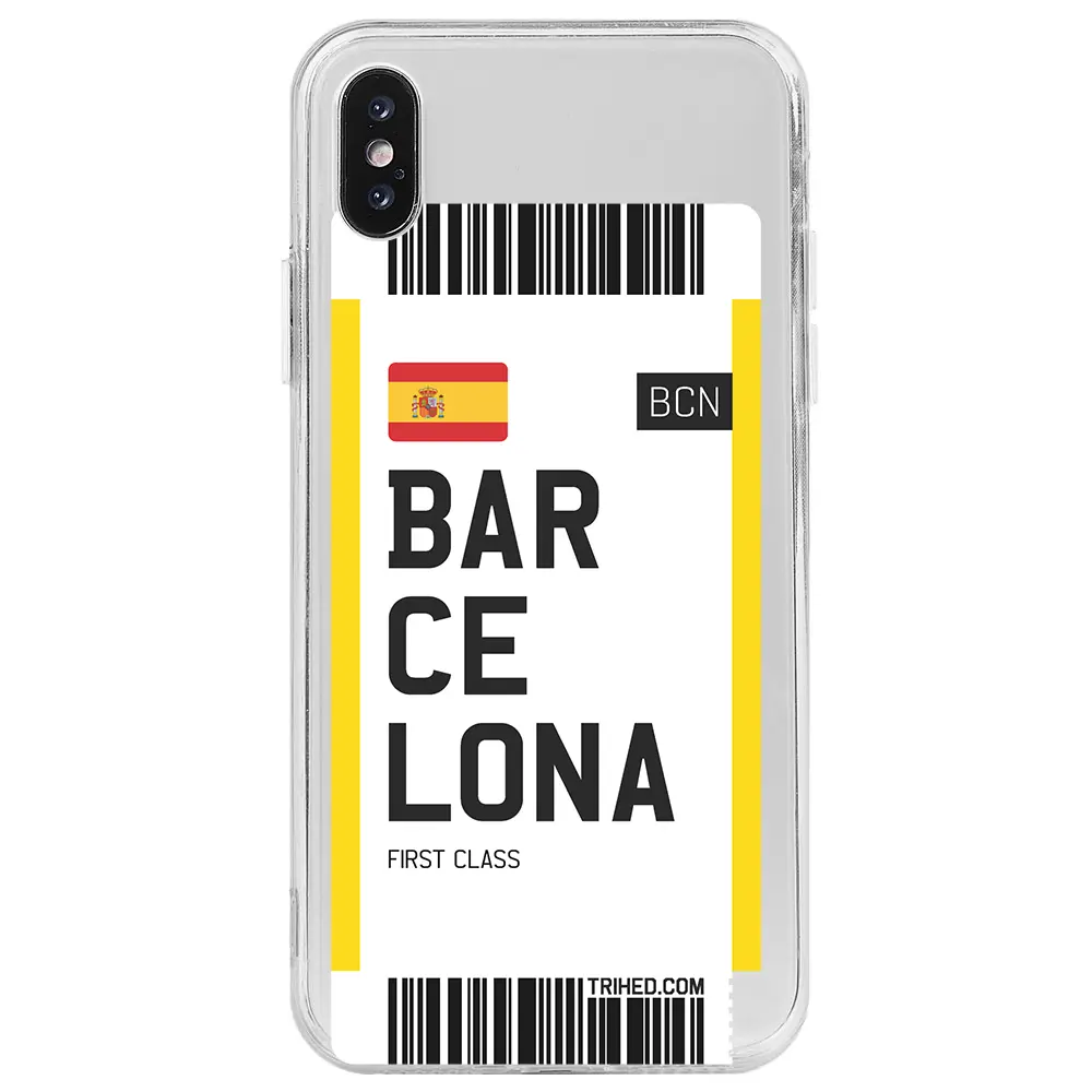 Apple iPhone X Şeffaf Telefon Kılıfı - Barcelona Bileti