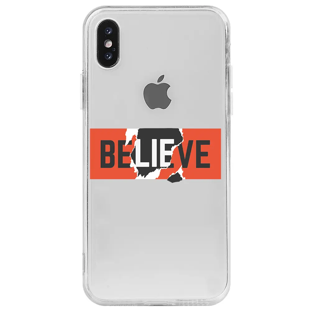 Apple iPhone X Şeffaf Telefon Kılıfı - Believe