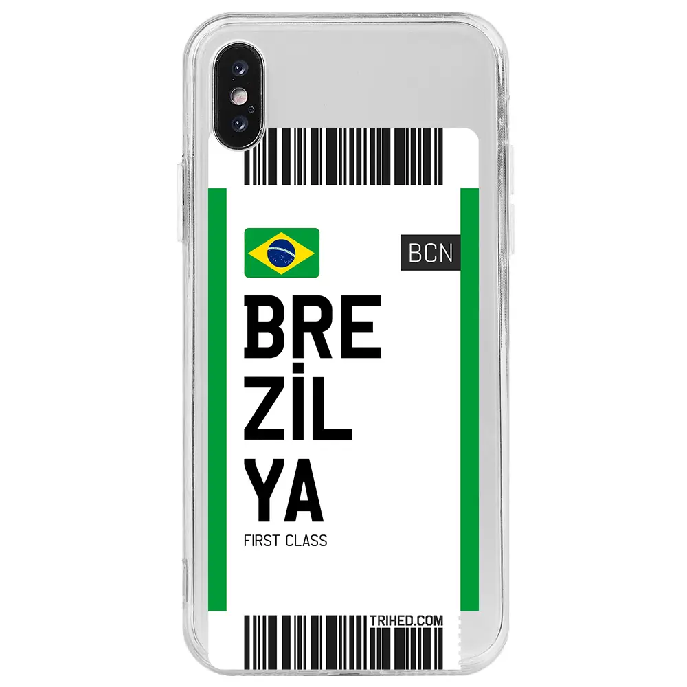 Apple iPhone X Şeffaf Telefon Kılıfı - Brezilya Bileti