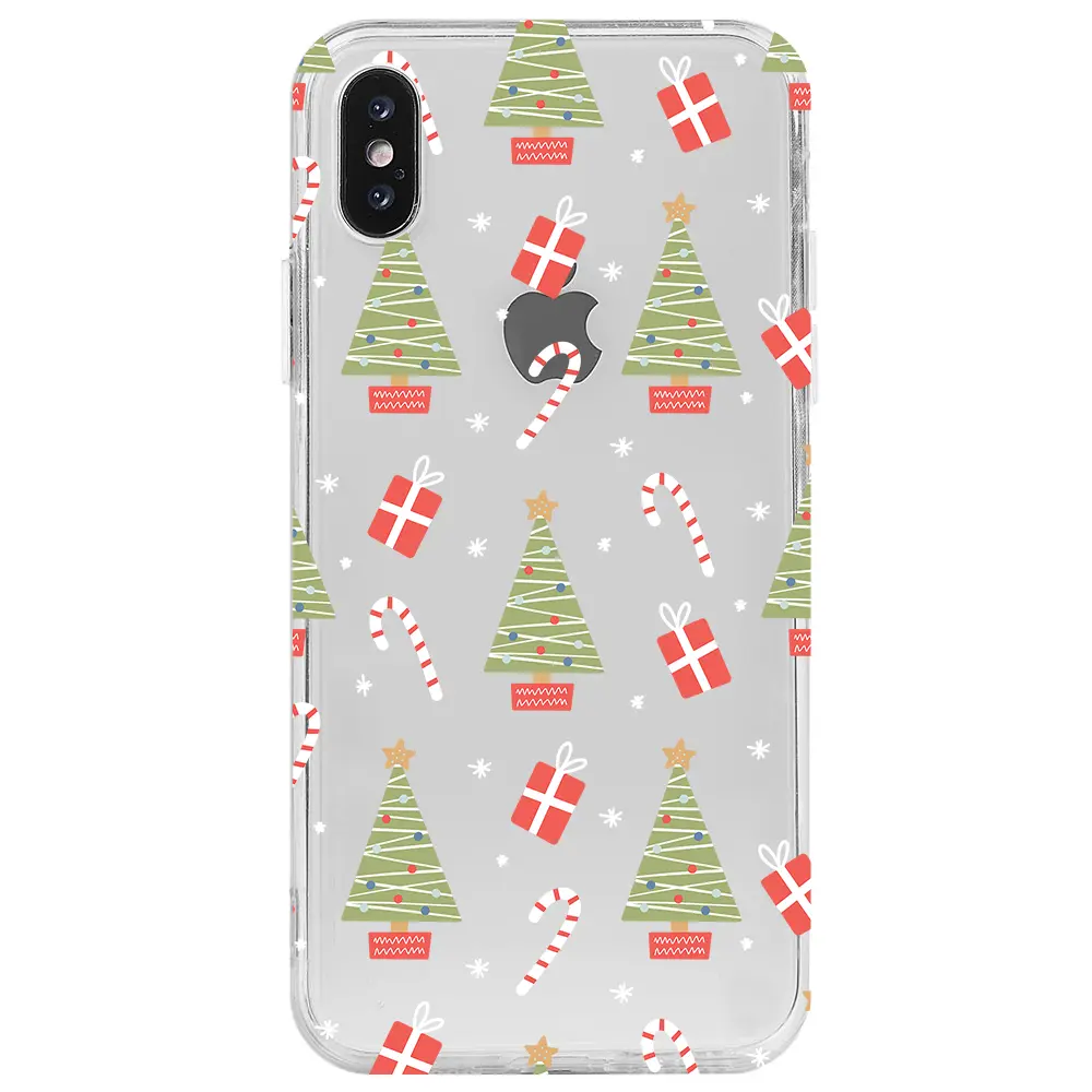 Apple iPhone X Şeffaf Telefon Kılıfı - Christmas Candy