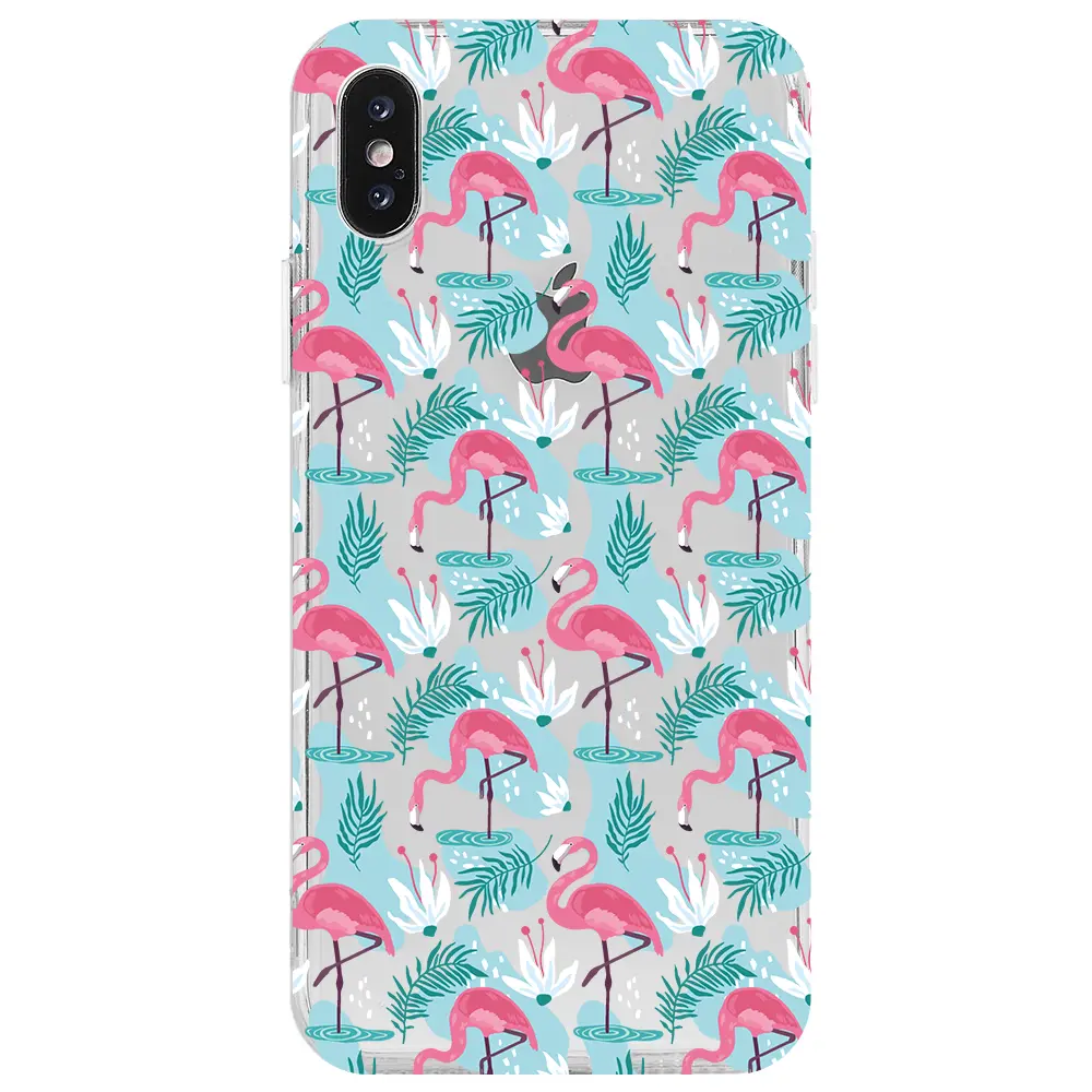 Apple iPhone X Şeffaf Telefon Kılıfı - Cold Flamingo