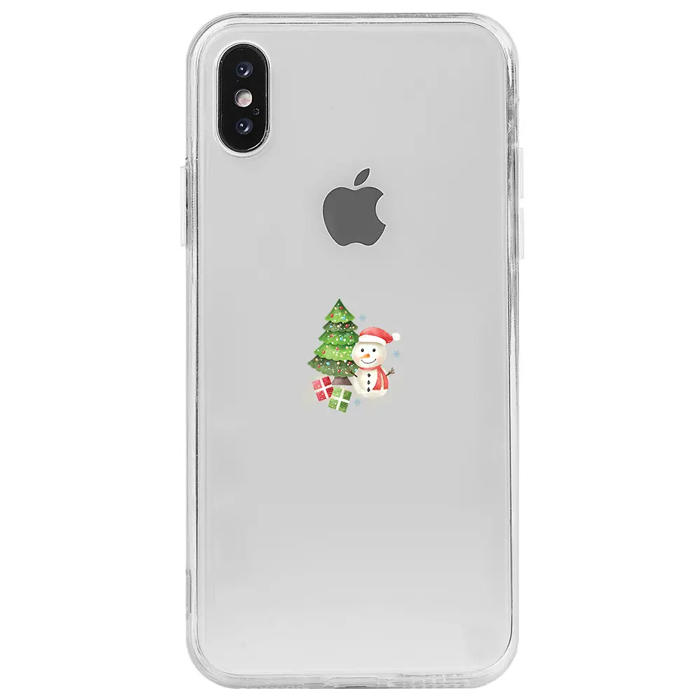Apple iPhone X Şeffaf Telefon Kılıfı - Cute Snowman