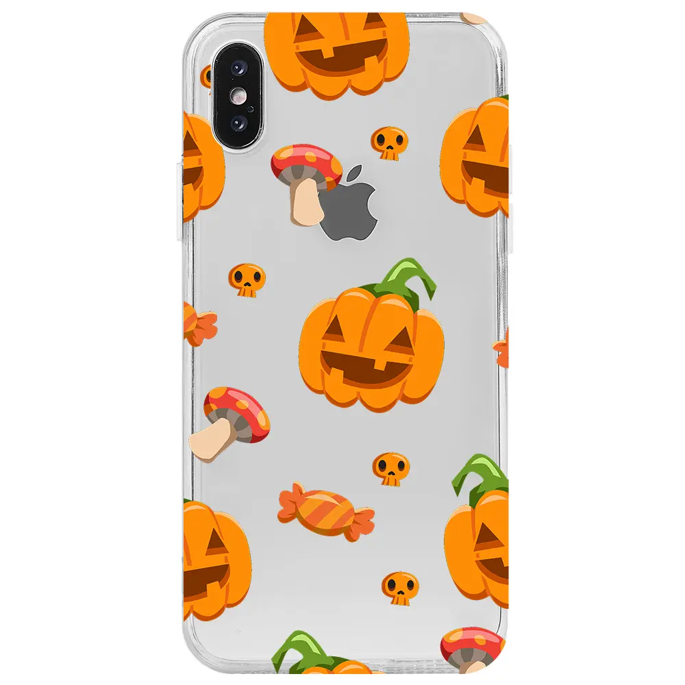 Apple iPhone X Şeffaf Telefon Kılıfı - Deadly Pumpkin