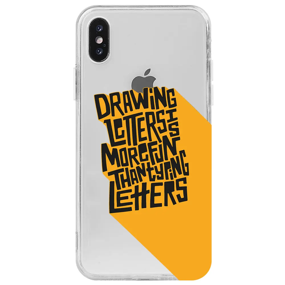 Apple iPhone X Şeffaf Telefon Kılıfı - Drawing Letters