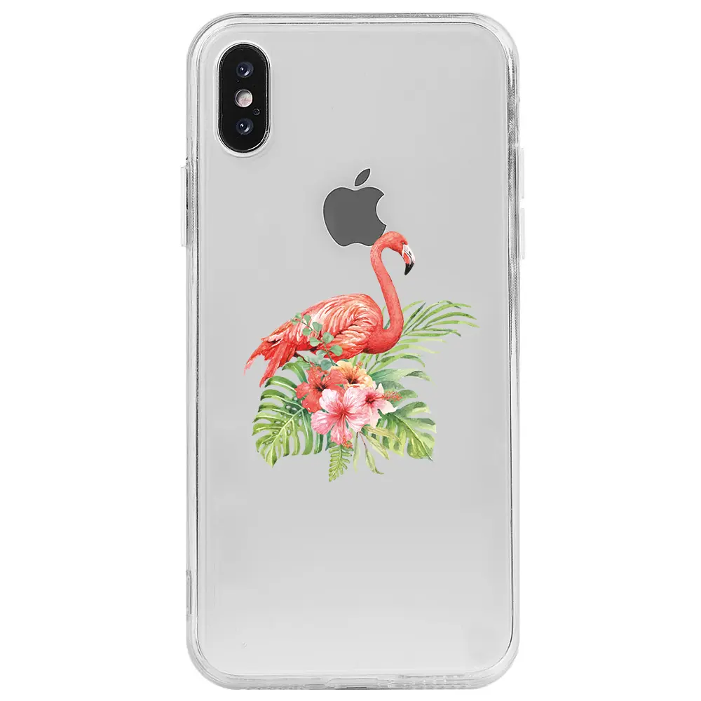 Apple iPhone X Şeffaf Telefon Kılıfı - Flamingo