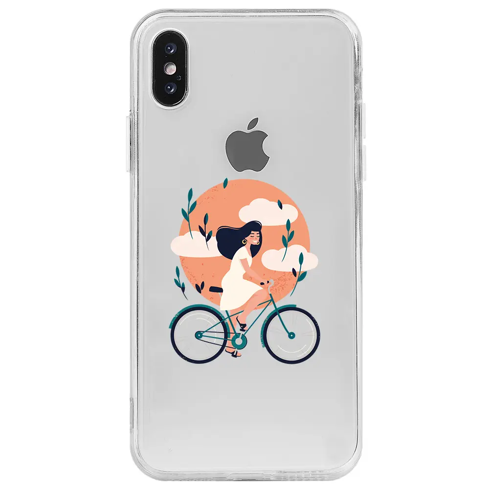 Apple iPhone X Şeffaf Telefon Kılıfı - Flying On The Bike