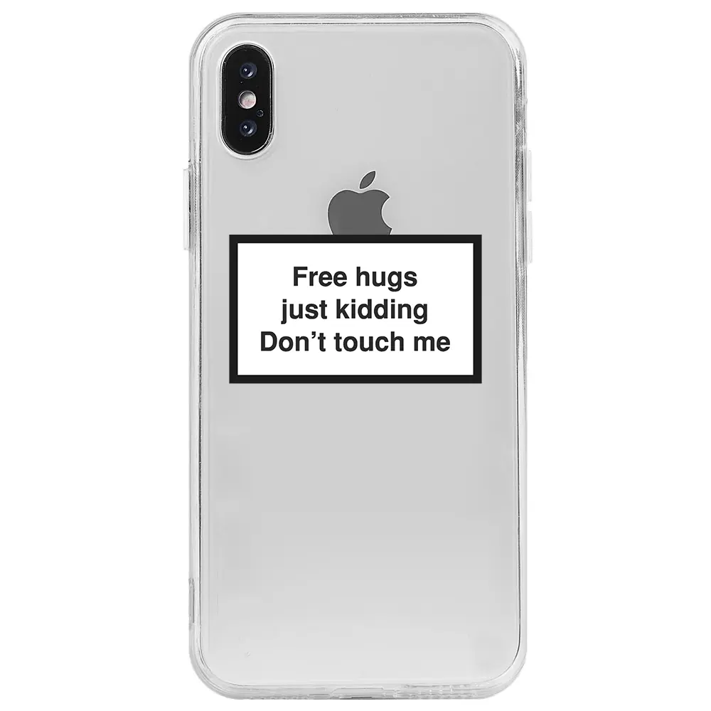 Apple iPhone X Şeffaf Telefon Kılıfı - Free Hugs