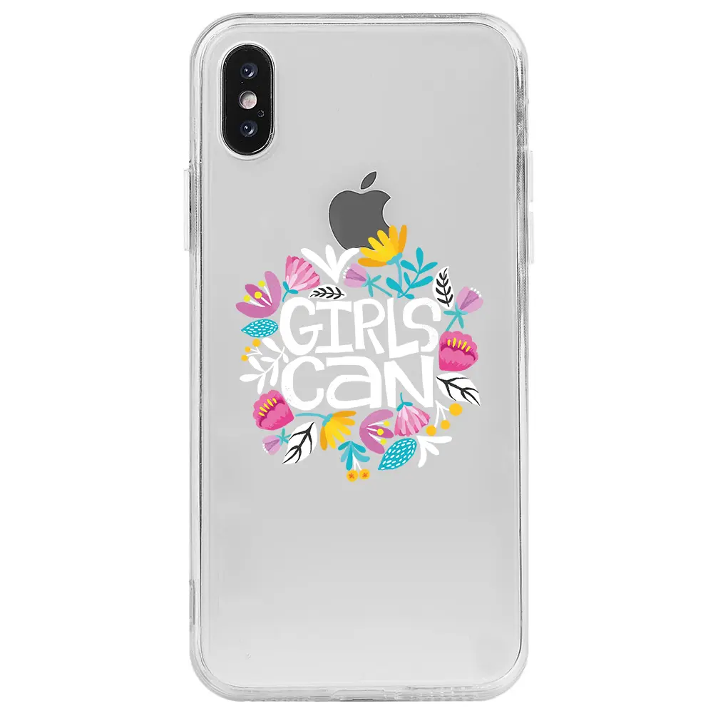 Apple iPhone X Şeffaf Telefon Kılıfı - Girls Can