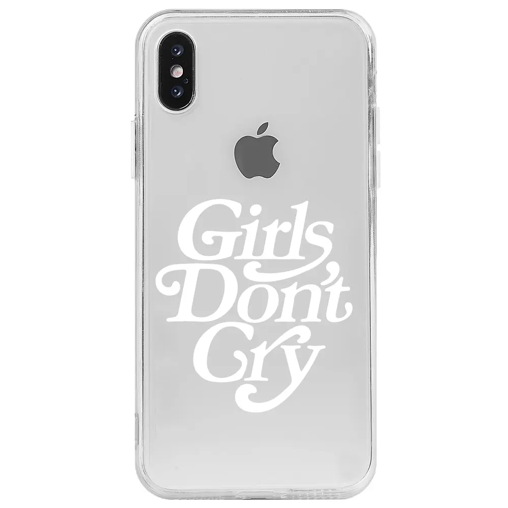 Apple iPhone X Şeffaf Telefon Kılıfı - Girls Don't Cry