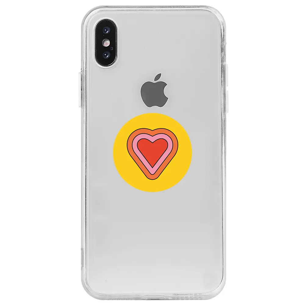 Apple iPhone X Şeffaf Telefon Kılıfı - Kalp