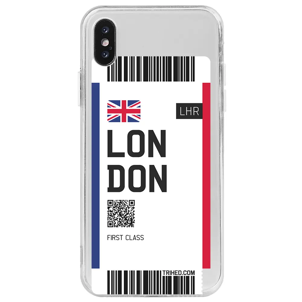 Apple iPhone X Şeffaf Telefon Kılıfı - London Bileti