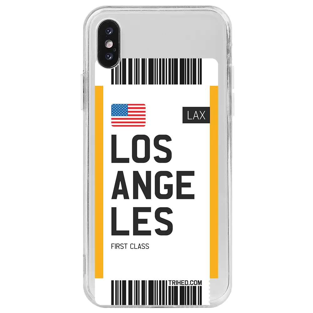 Apple iPhone X Şeffaf Telefon Kılıfı - Los Angeles Bileti