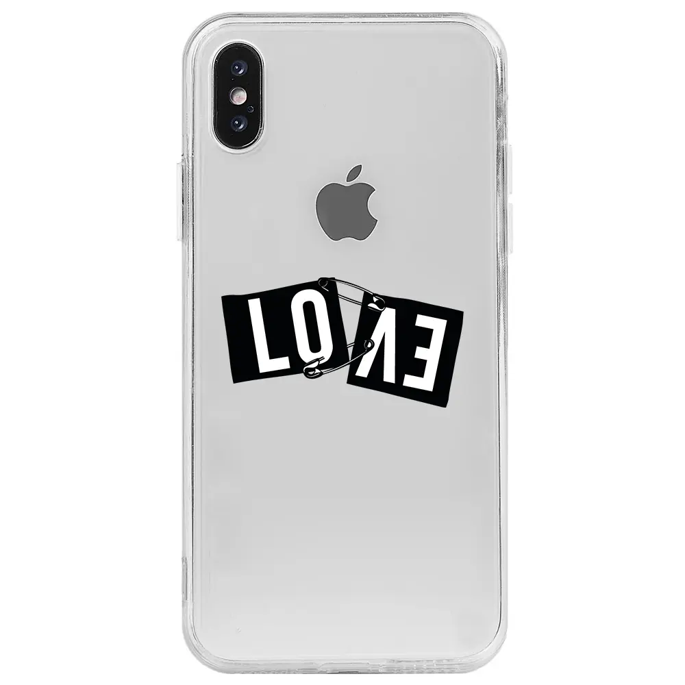 Apple iPhone X Şeffaf Telefon Kılıfı - Love