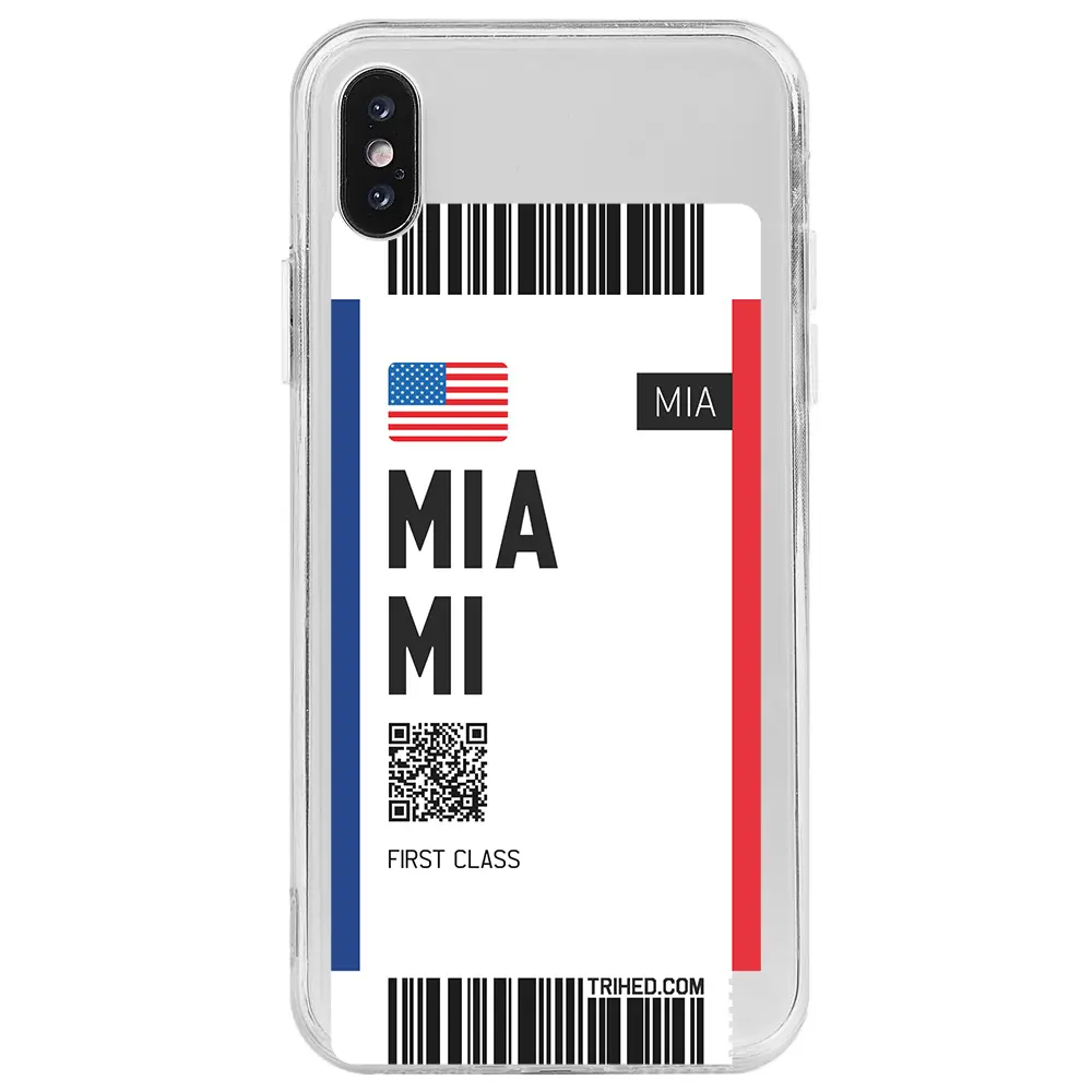 Apple iPhone X Şeffaf Telefon Kılıfı - Miami Bileti