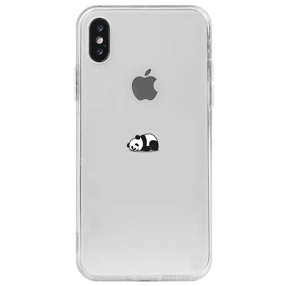 Apple iPhone X Şeffaf Telefon Kılıfı - Miskin Panda
