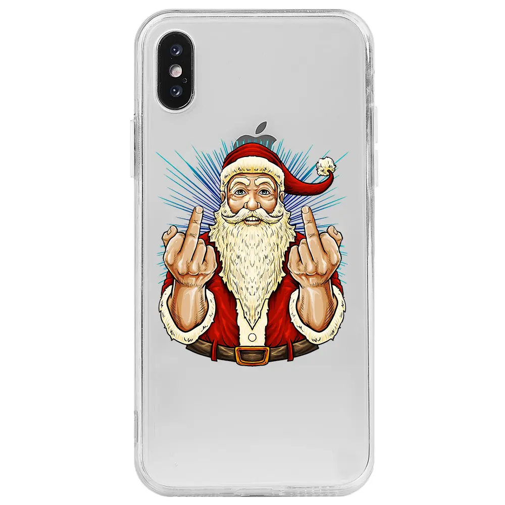 Apple iPhone X Şeffaf Telefon Kılıfı - Naughty Santa