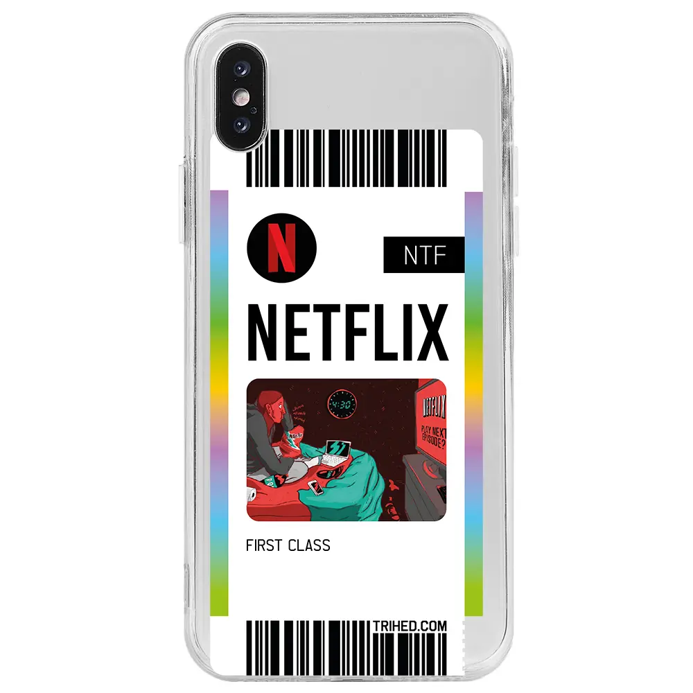 Apple iPhone X Şeffaf Telefon Kılıfı - Netflix Bileti