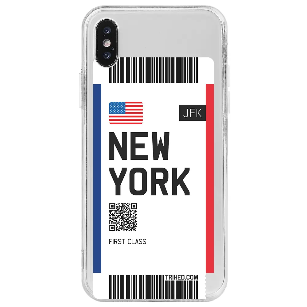 Apple iPhone X Şeffaf Telefon Kılıfı - New York Bileti