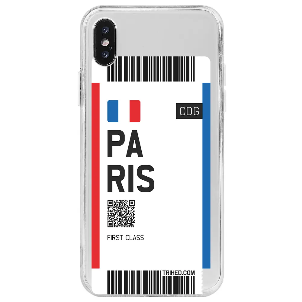 Apple iPhone X Şeffaf Telefon Kılıfı - Paris Bileti