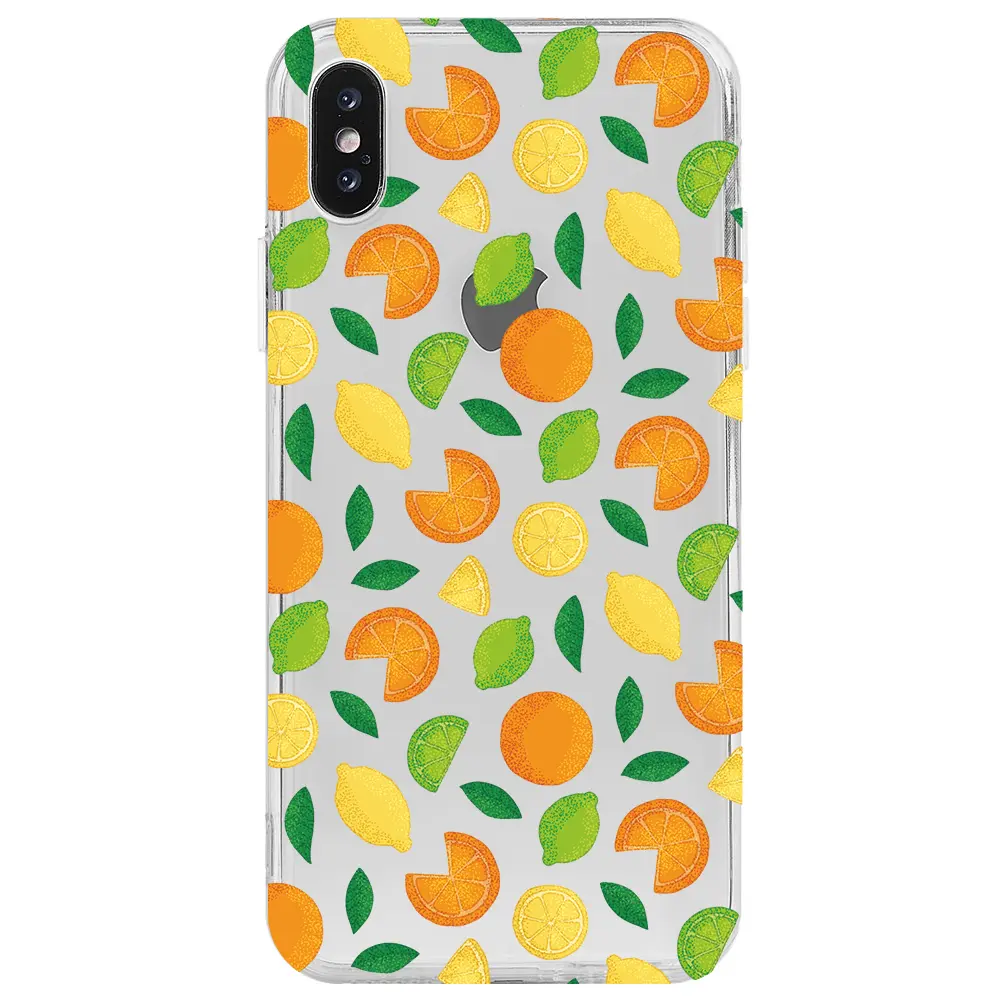 Apple iPhone X Şeffaf Telefon Kılıfı - Portakal Limon