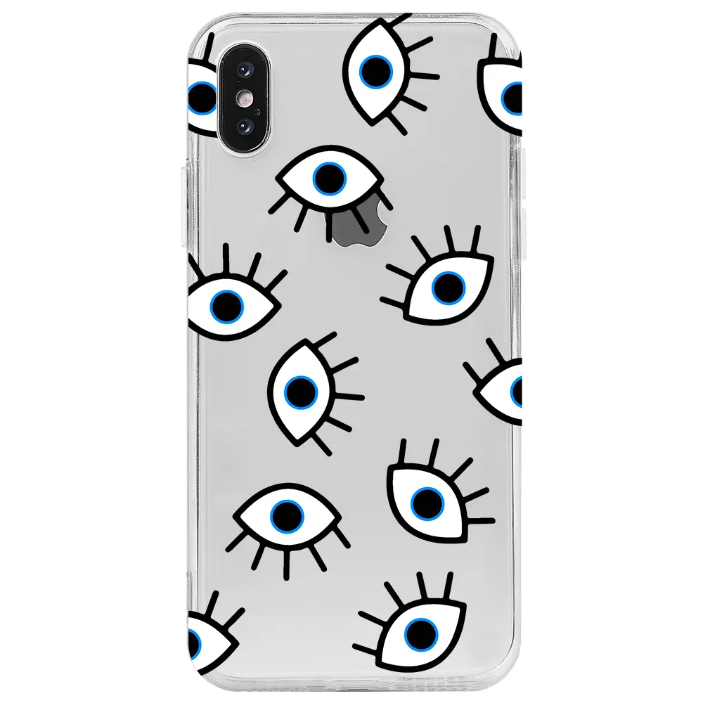 Apple iPhone X Şeffaf Telefon Kılıfı - Random Eyes