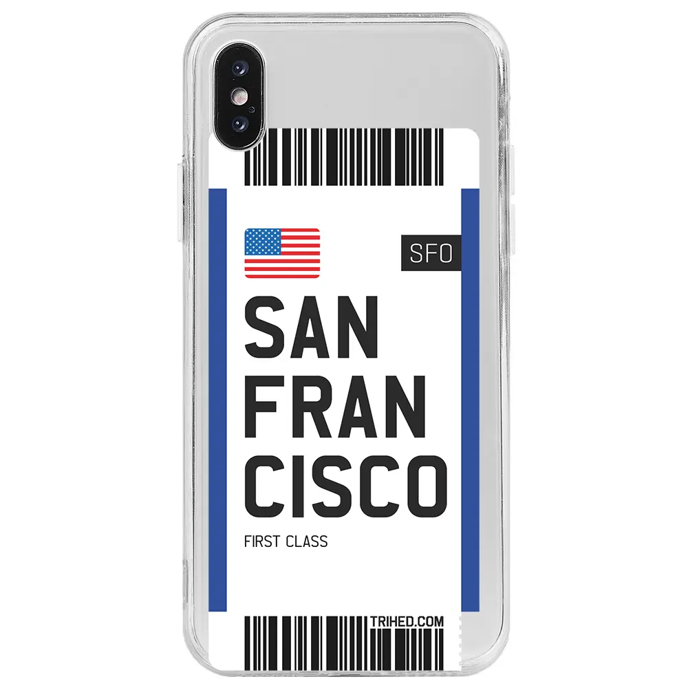 Apple iPhone X Şeffaf Telefon Kılıfı - San Francisco Bileti