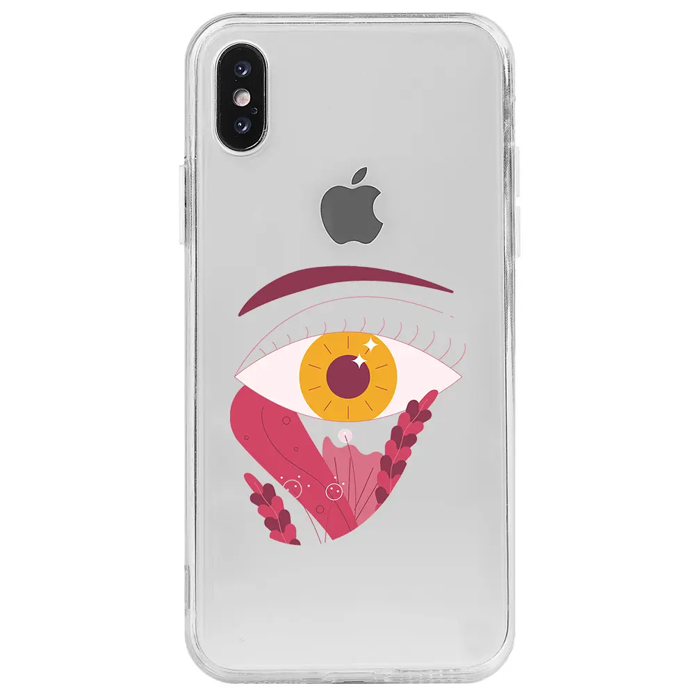 Apple iPhone X Şeffaf Telefon Kılıfı - Sarı Göz