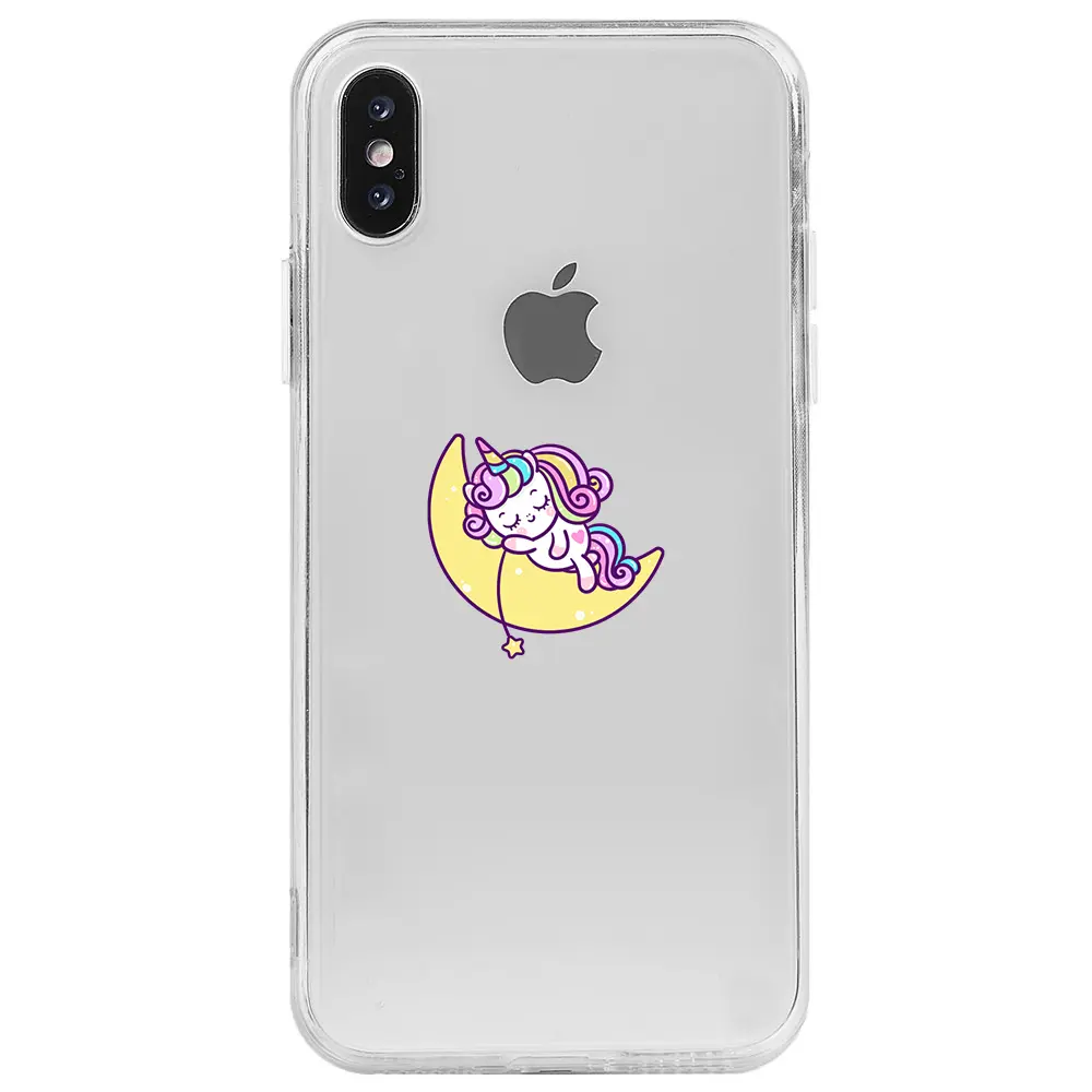 Apple iPhone X Şeffaf Telefon Kılıfı - Sleepy Unicorn