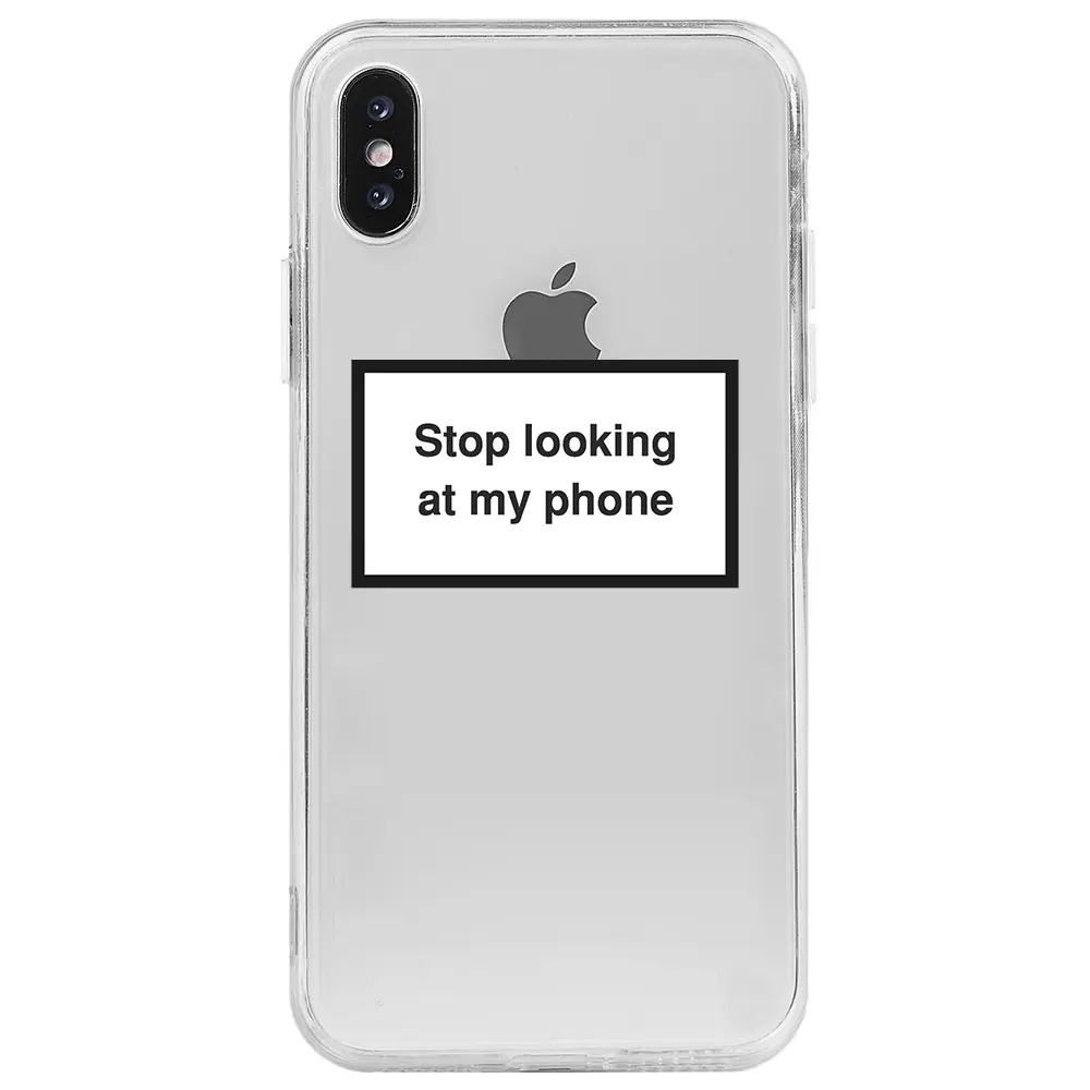 Apple iPhone X Şeffaf Telefon Kılıfı - Stop Looking 2