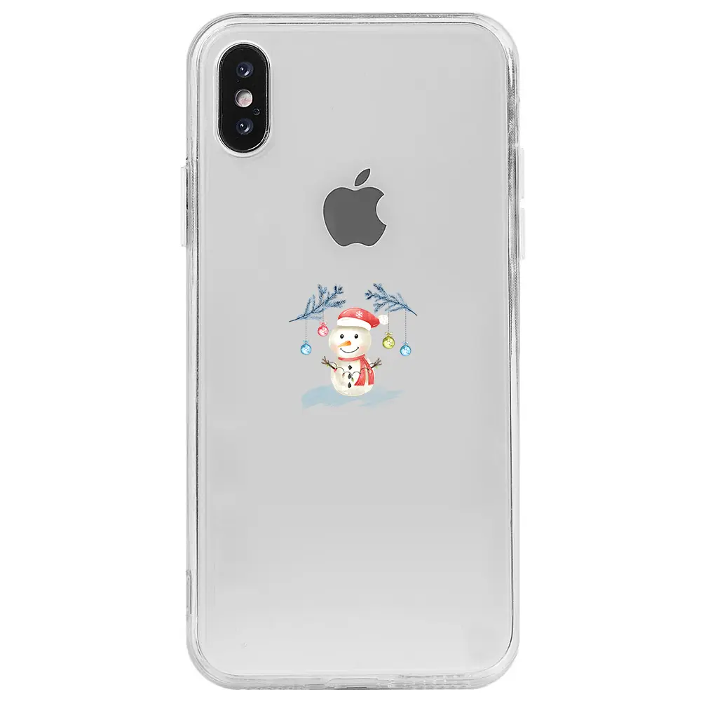 Apple iPhone X Şeffaf Telefon Kılıfı - Sugar Snowman
