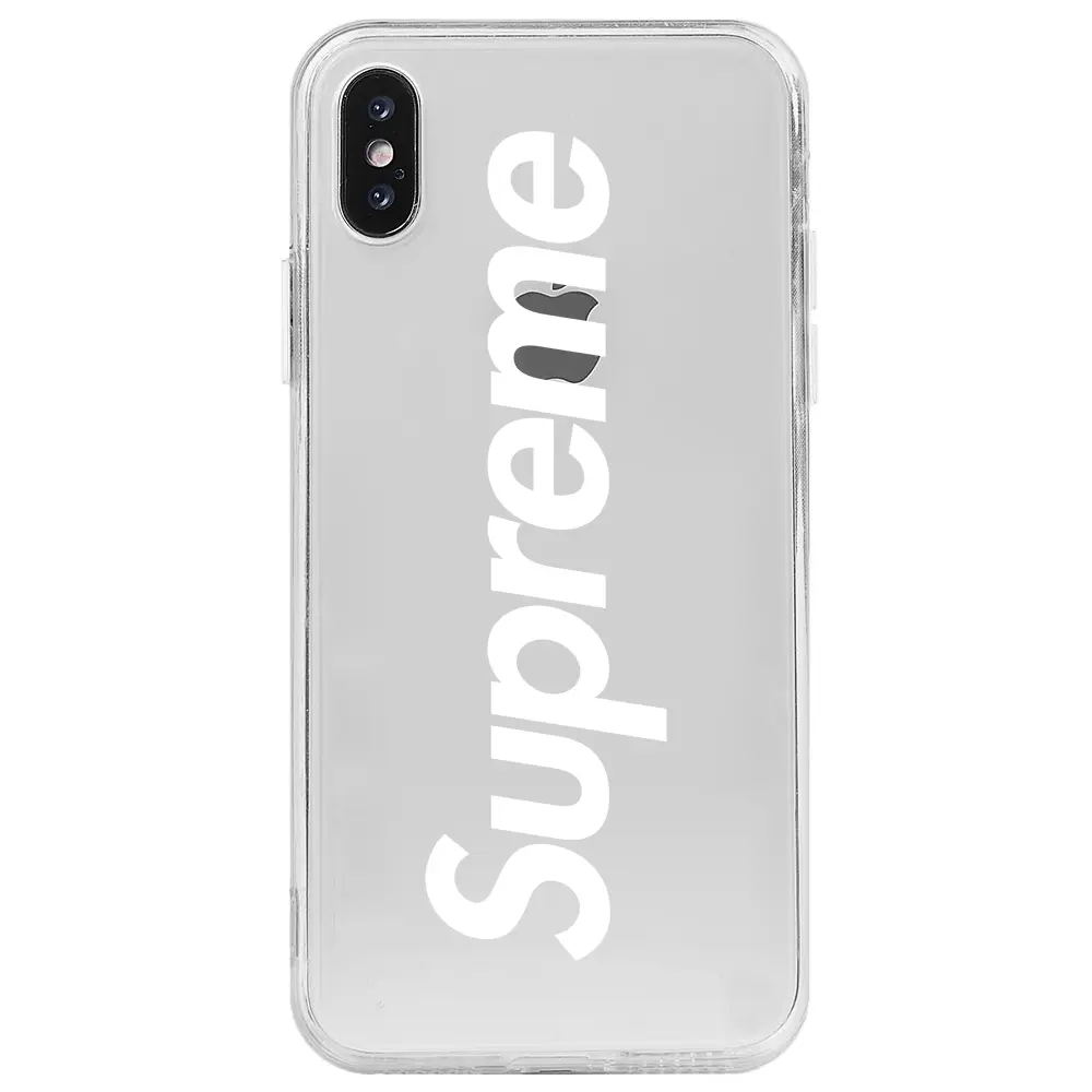 Apple iPhone X Şeffaf Telefon Kılıfı - Supreme