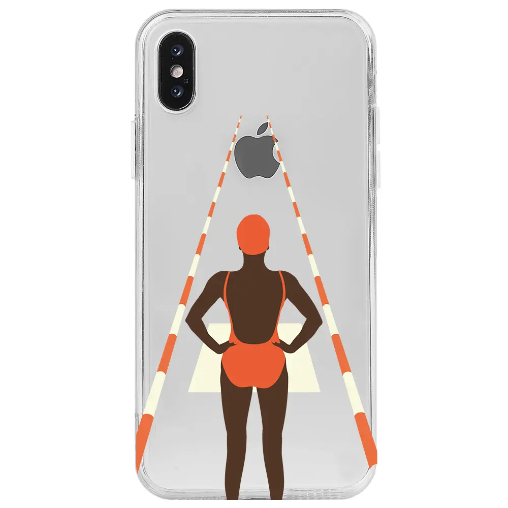 Apple iPhone X Şeffaf Telefon Kılıfı - Swimmer