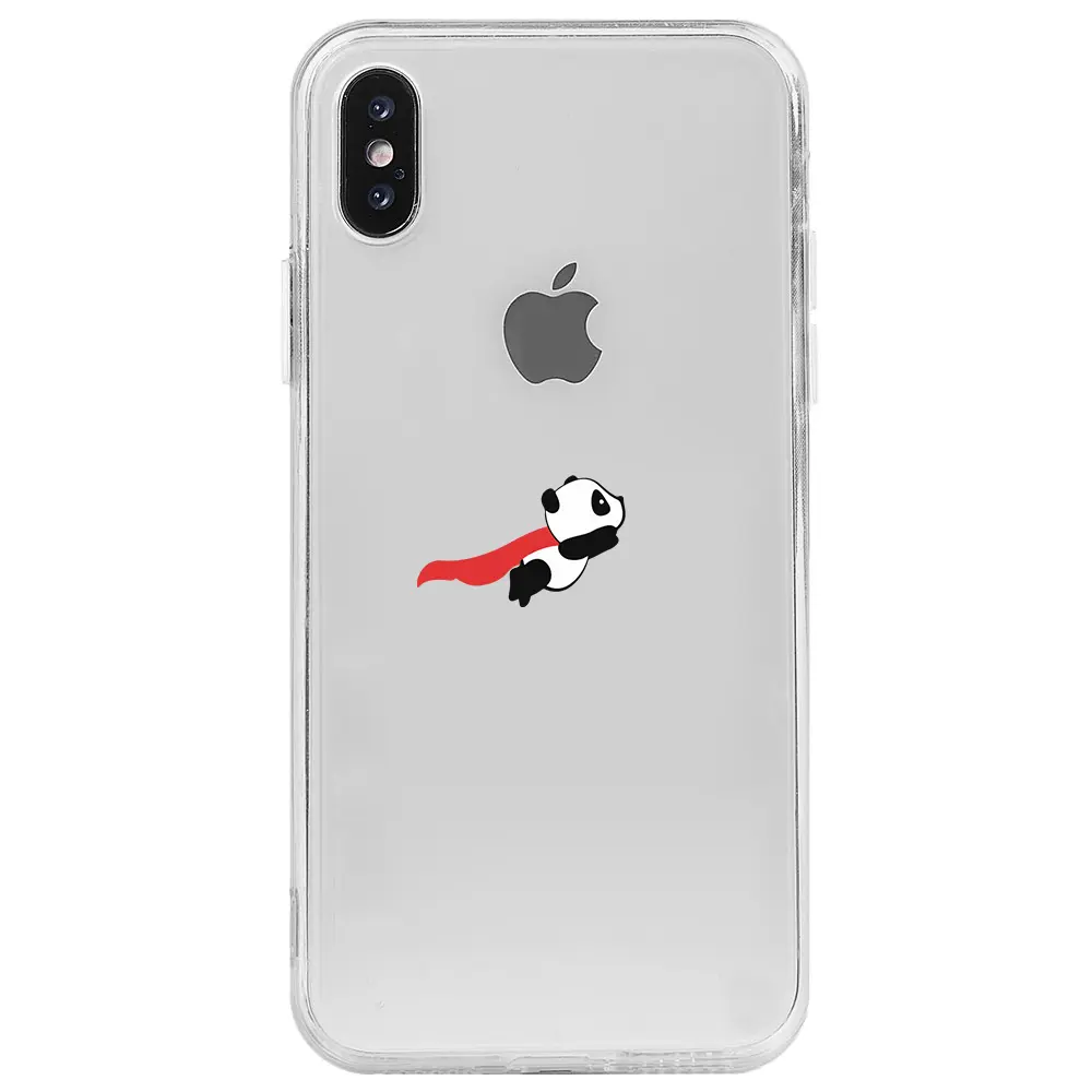 Apple iPhone X Şeffaf Telefon Kılıfı - Uçan Panda