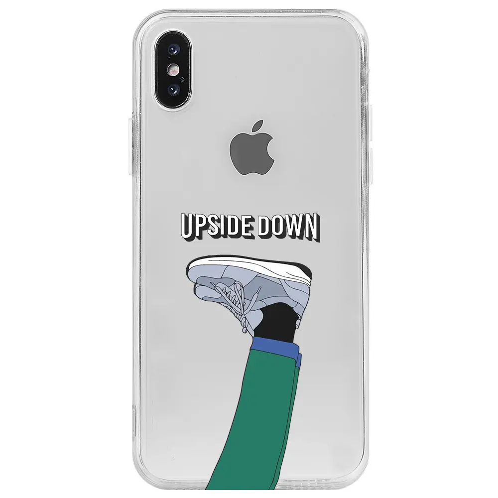 Apple iPhone X Şeffaf Telefon Kılıfı - Upside Down