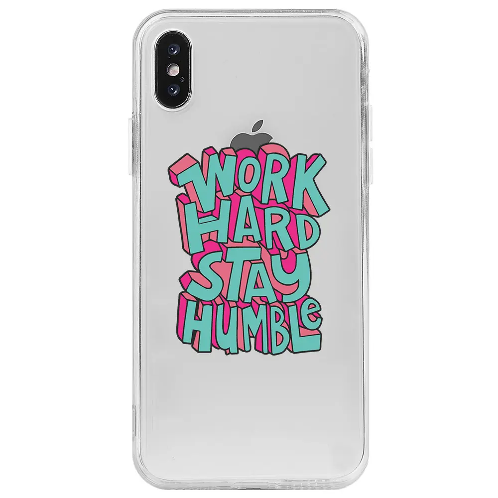 Apple iPhone X Şeffaf Telefon Kılıfı - Work Hard