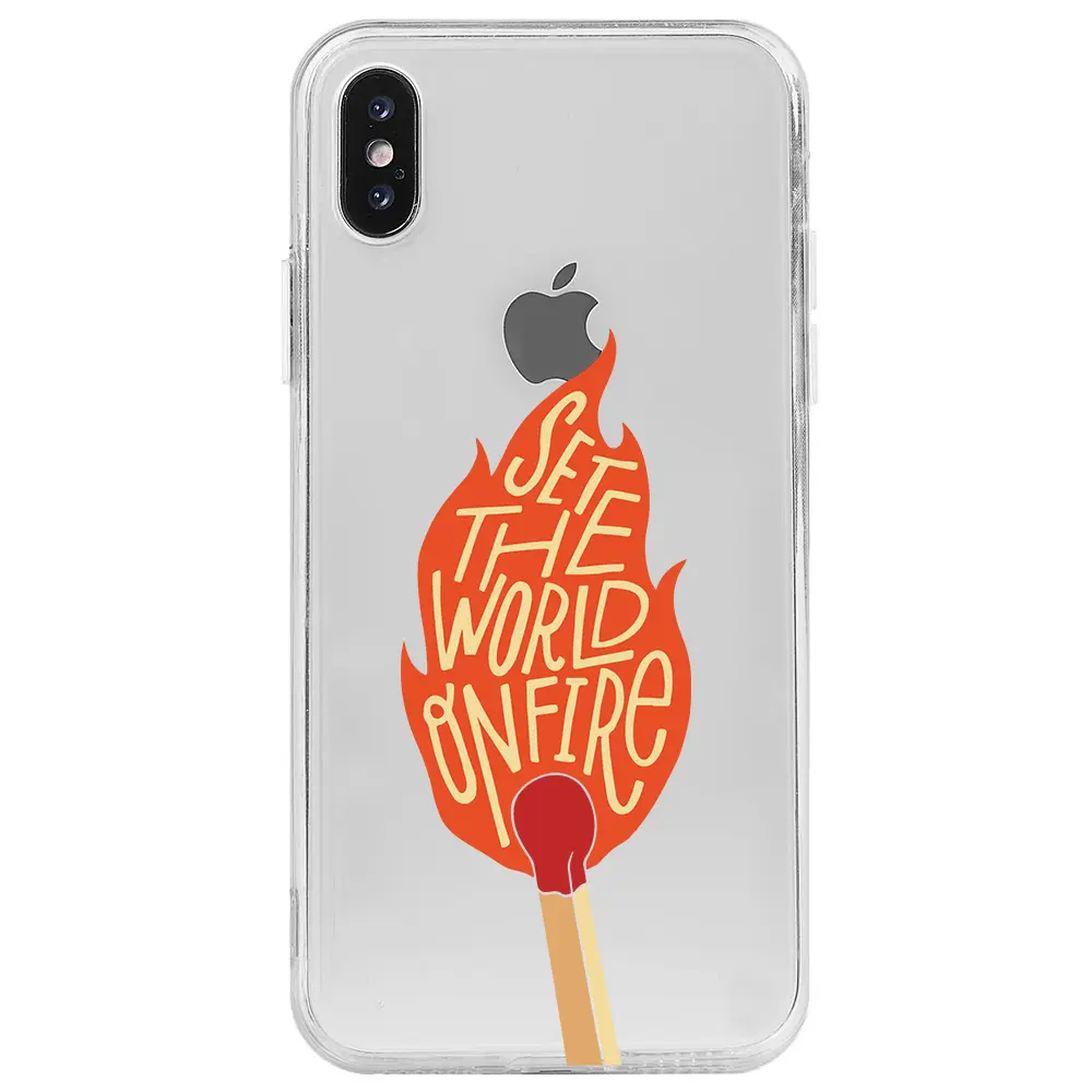 Apple iPhone X Şeffaf Telefon Kılıfı - World on Fire