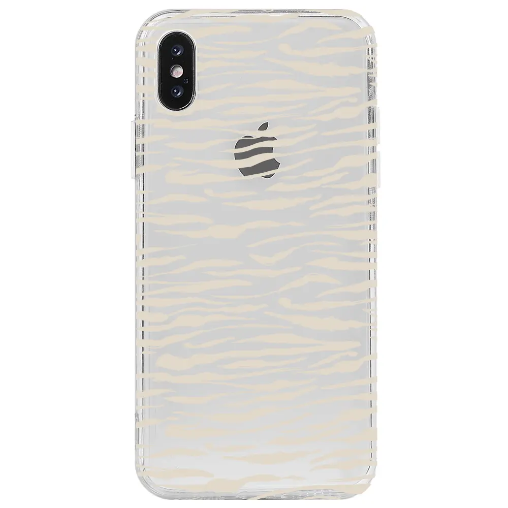 Apple iPhone X Şeffaf Telefon Kılıfı - Zebra Sepya