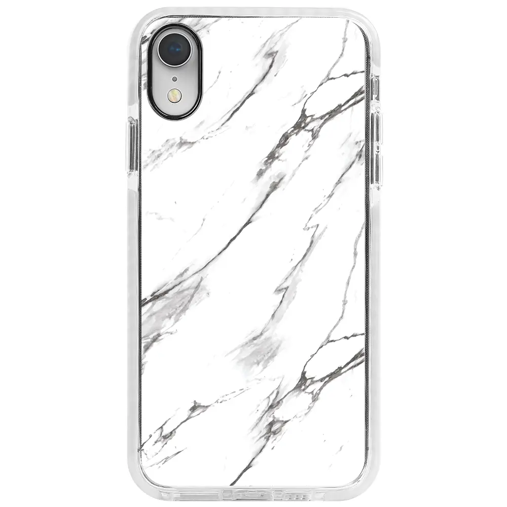 Apple iPhone XR Beyaz Impact Premium Telefon Kılıfı - Beyaz Mermer 2