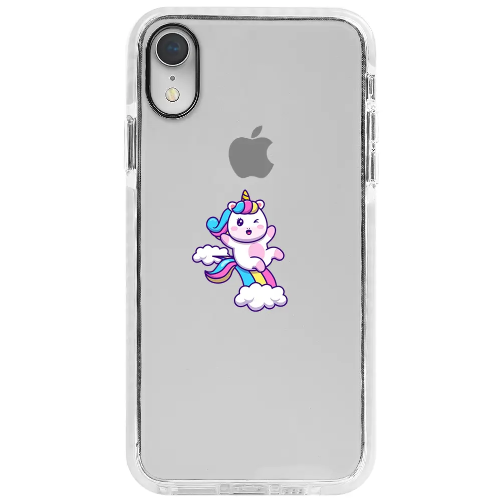 Apple iPhone XR Beyaz Impact Premium Telefon Kılıfı - Colorful Unicorn
