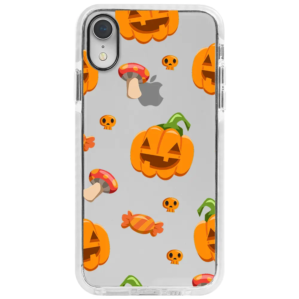 Apple iPhone XR Beyaz Impact Premium Telefon Kılıfı - Deadly Pumpkin