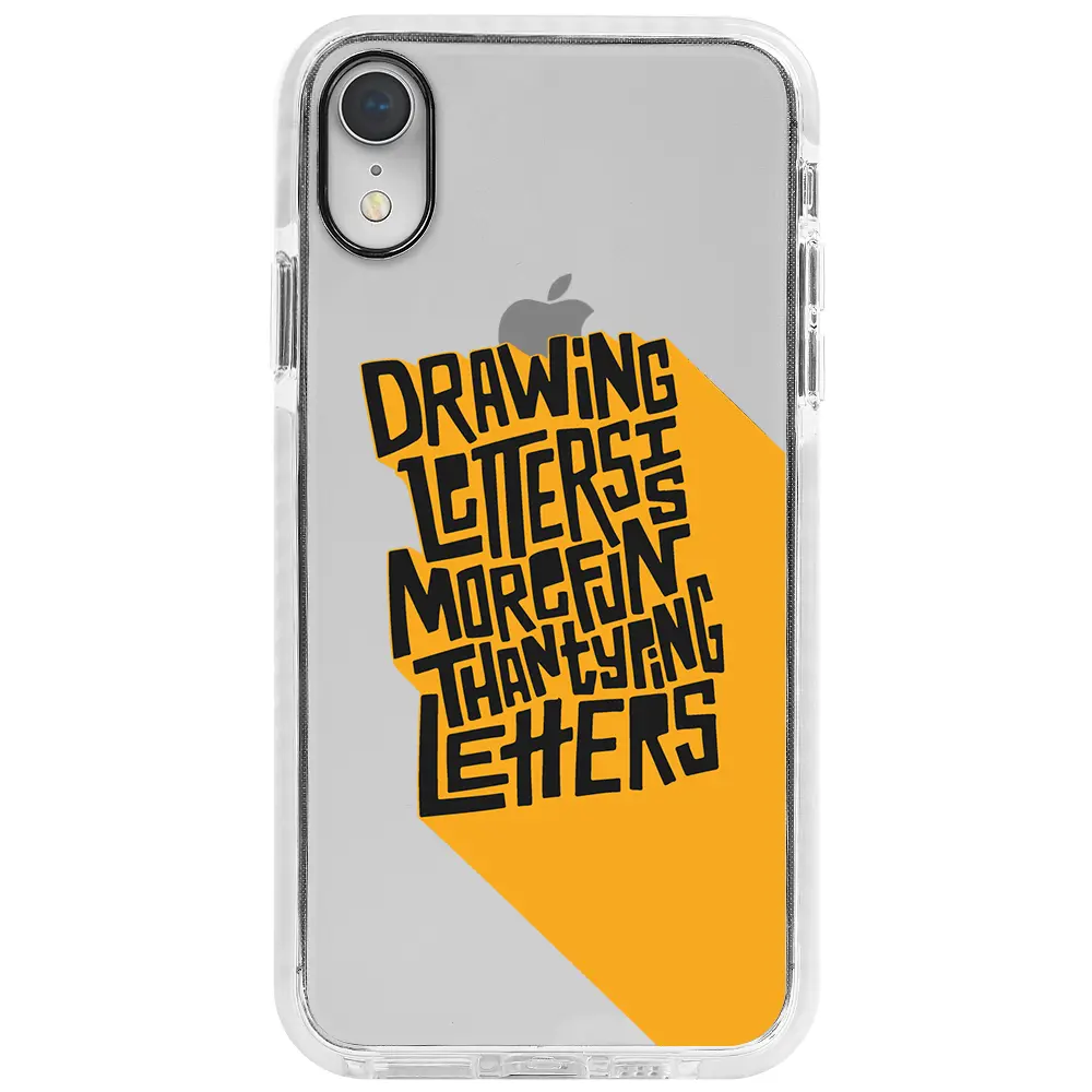 Apple iPhone XR Beyaz Impact Premium Telefon Kılıfı - Drawing Letters