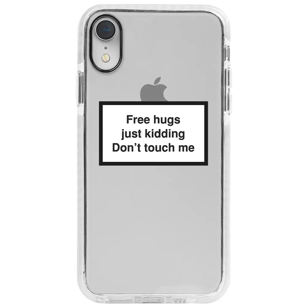 Apple iPhone XR Beyaz Impact Premium Telefon Kılıfı - Free Hugs