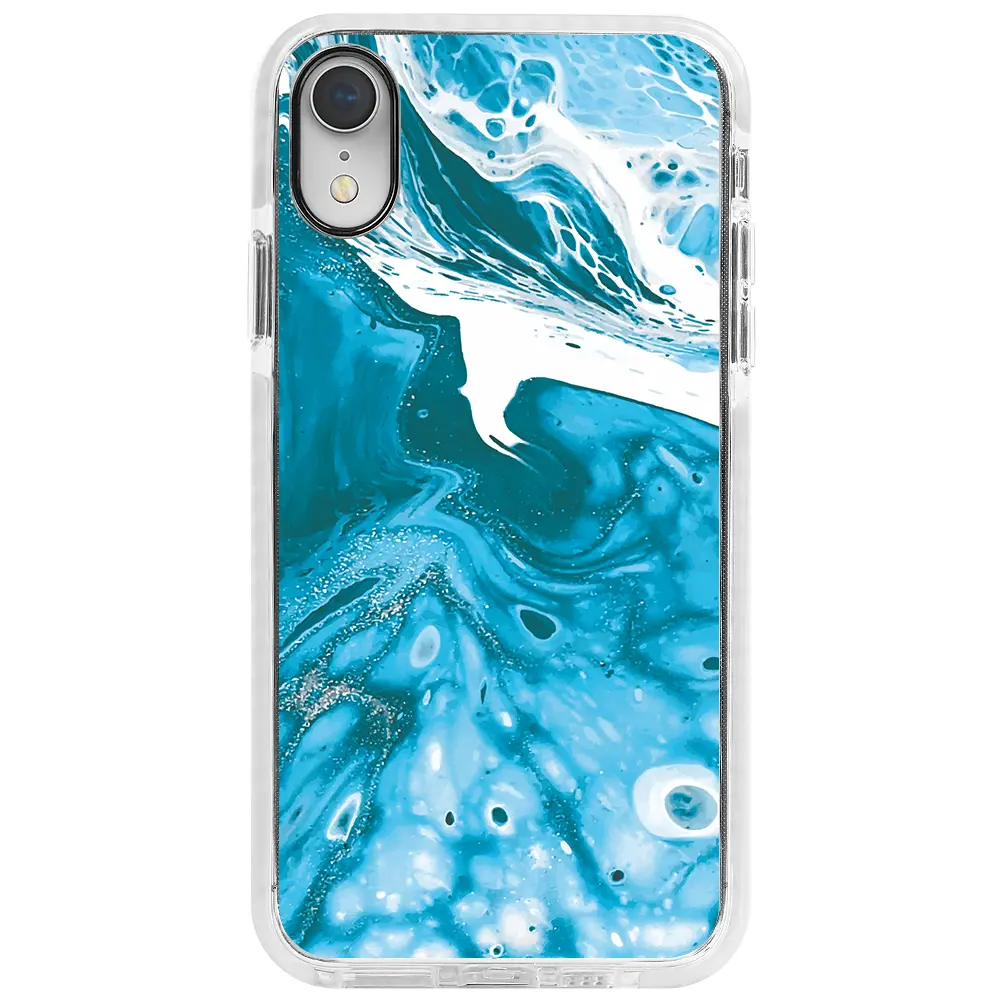 Apple iPhone XR Beyaz Impact Premium Telefon Kılıfı - Mavi Kopuk 2
