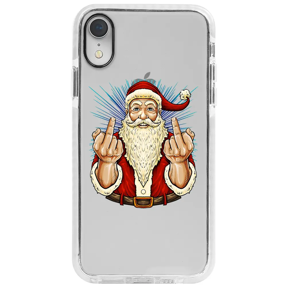 Apple iPhone XR Beyaz Impact Premium Telefon Kılıfı - Naughty Santa